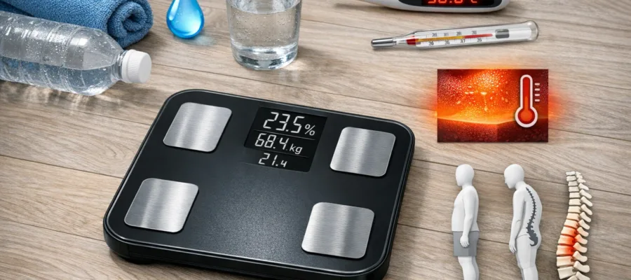 Koerperfettwaage Einflussfaktoren: Hydration, Hauttemperatur und Koerperhaltung